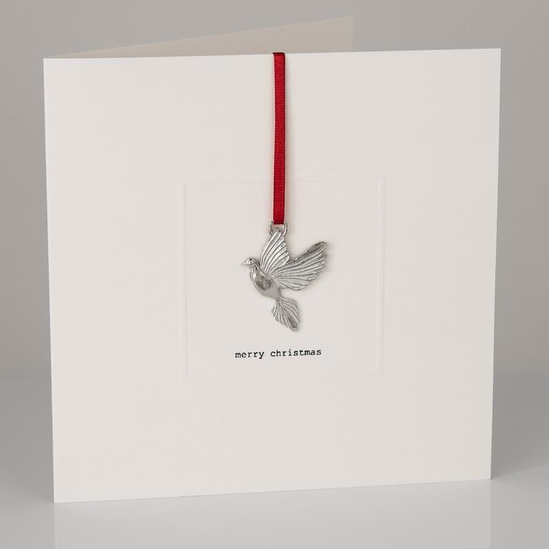 Pewter dove keepsake Christmas card