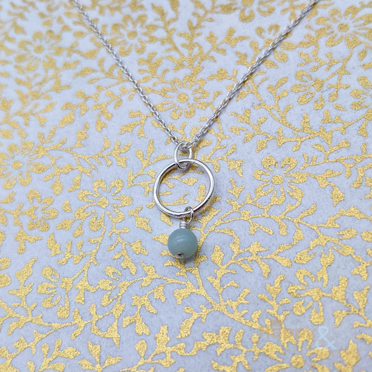 Sterling silver & amazonite hoop necklace