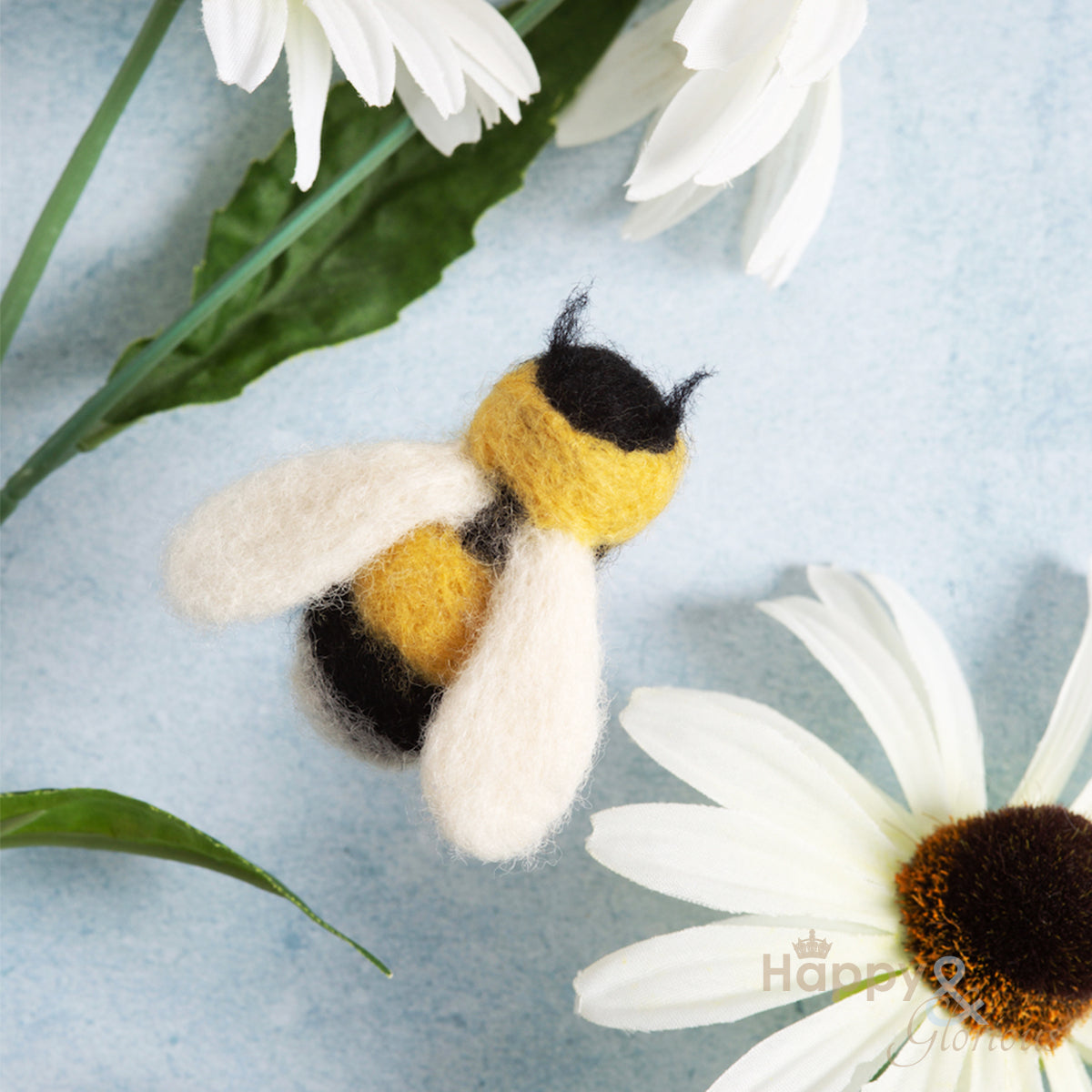 Bee brooch needle felting craft kit