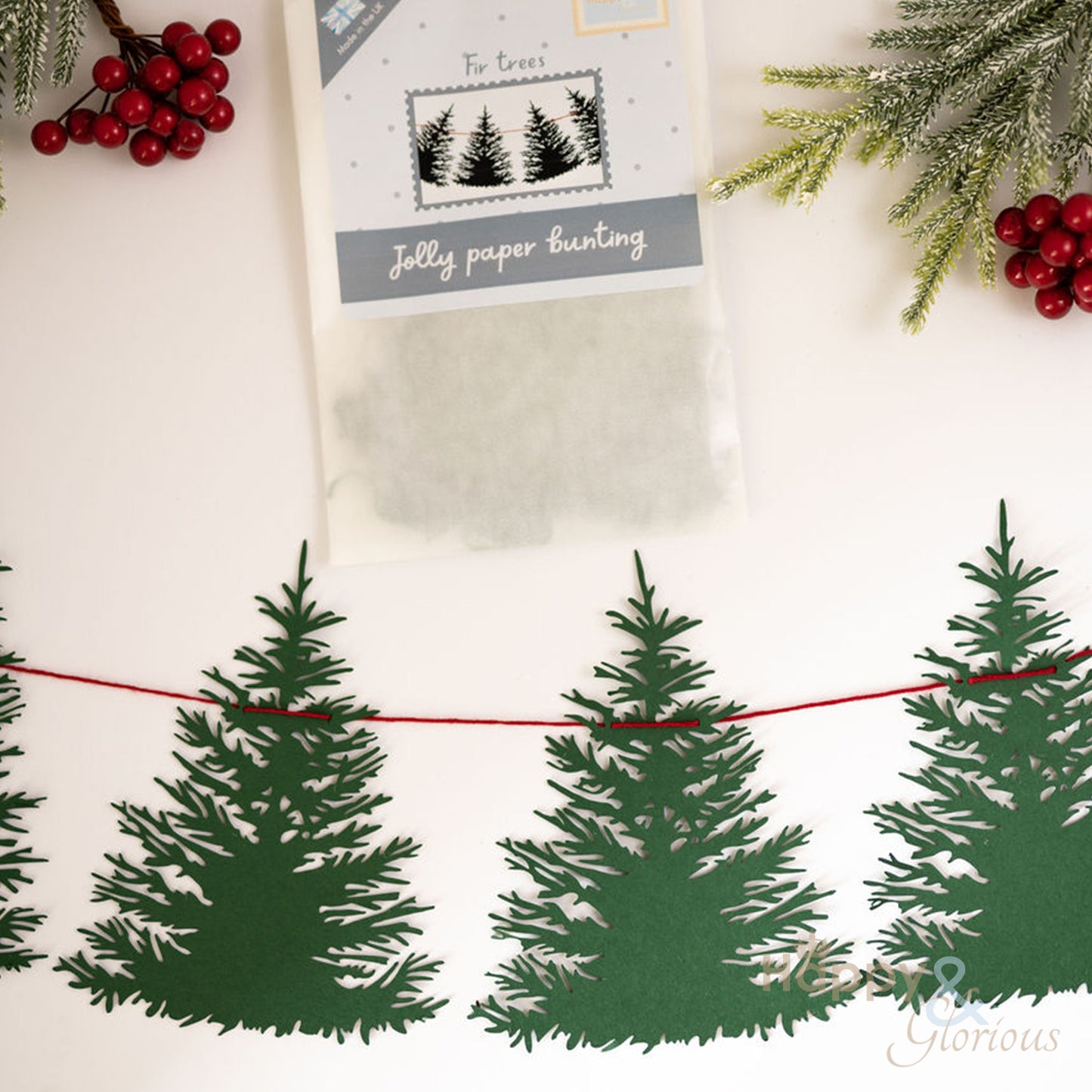 Jolly paper bunting - Fir trees