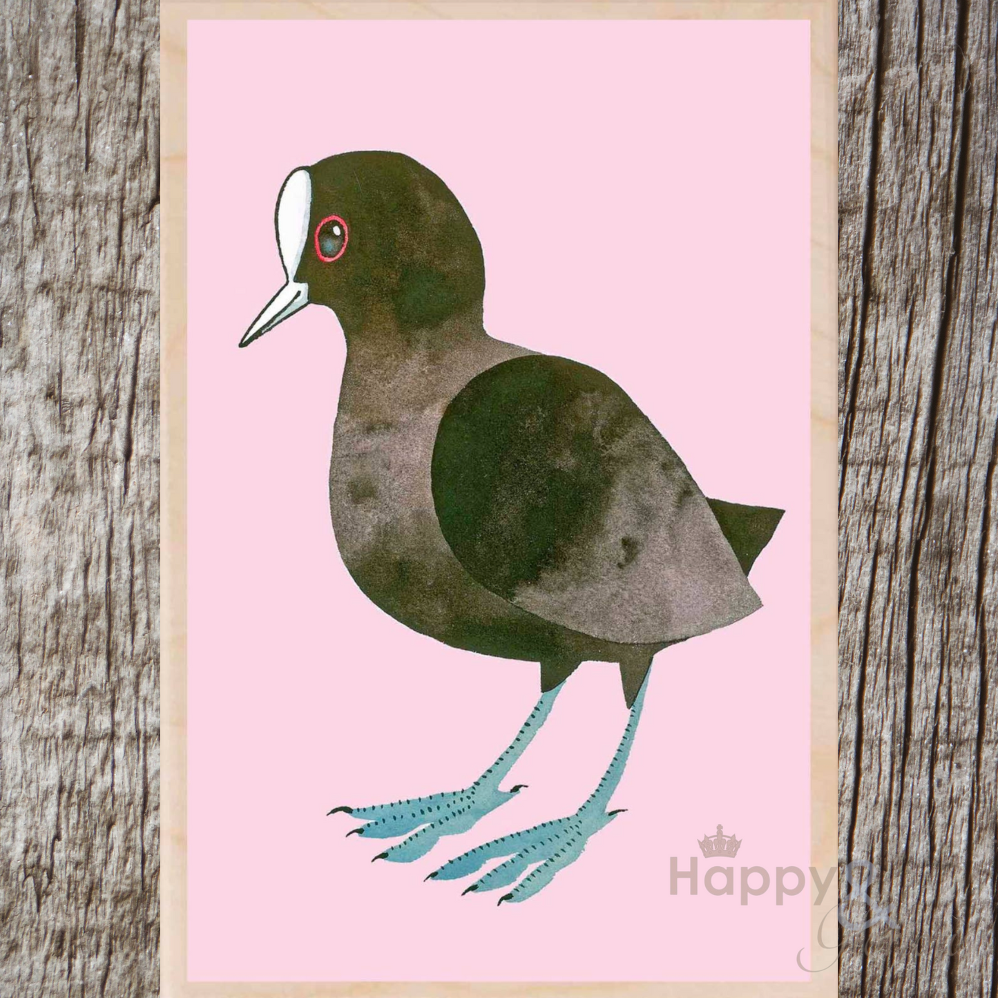 Wooden bird postcard by Matt Sewell