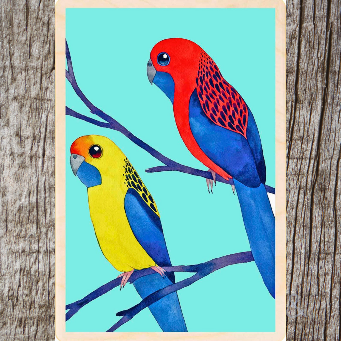 Wooden bird postcard by Matt Sewell