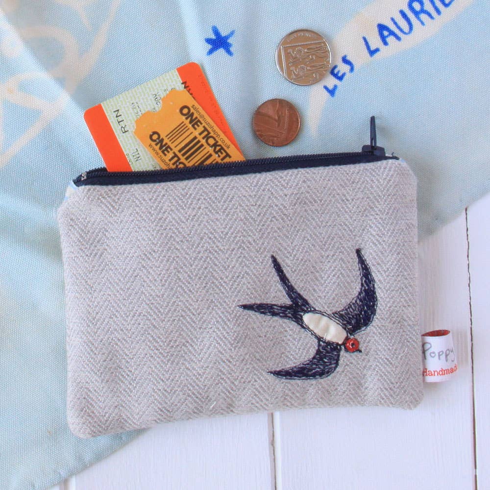 Embroidered swallow purse