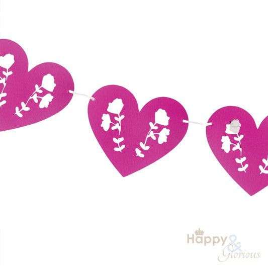Jolly paper bunting - pink floral hearts