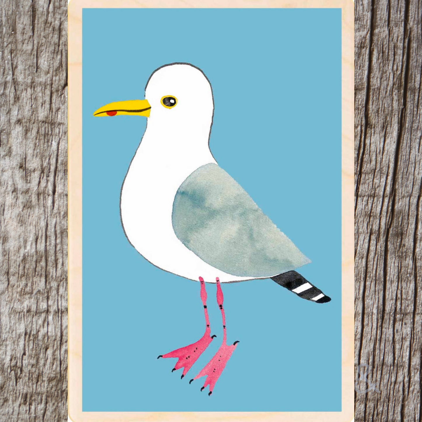 Wooden bird postcard by Matt Sewell