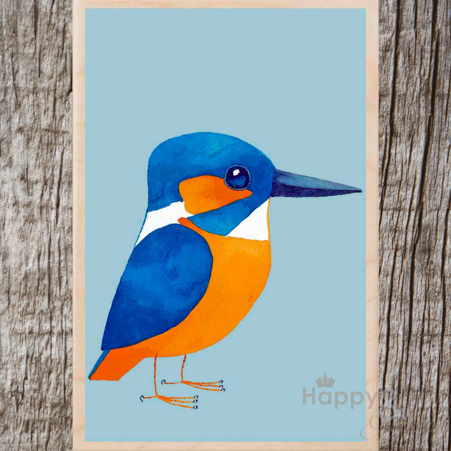 Wooden bird postcard by Matt Sewell