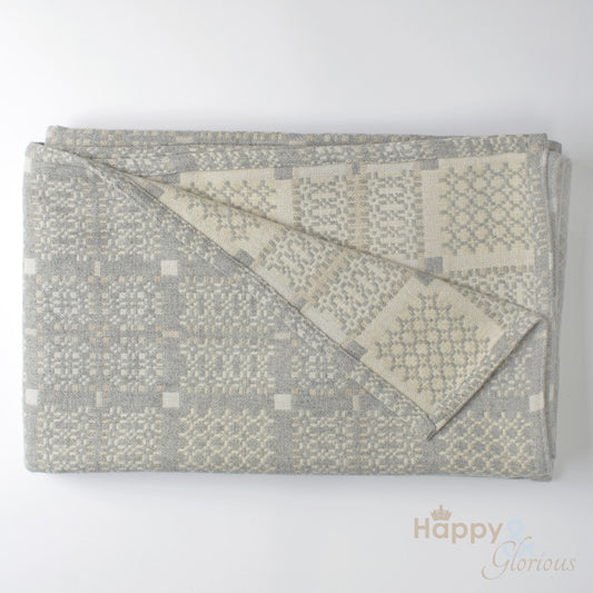 Grey 'Knot Garden' pure lambswool throw by Melin Tregwynt