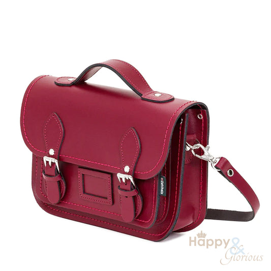 Burgundy red leather midi satchel