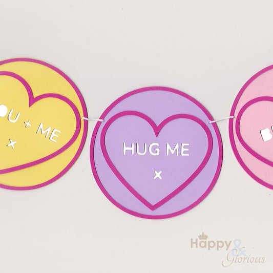 Jolly paper bunting - pastel heart sweeties