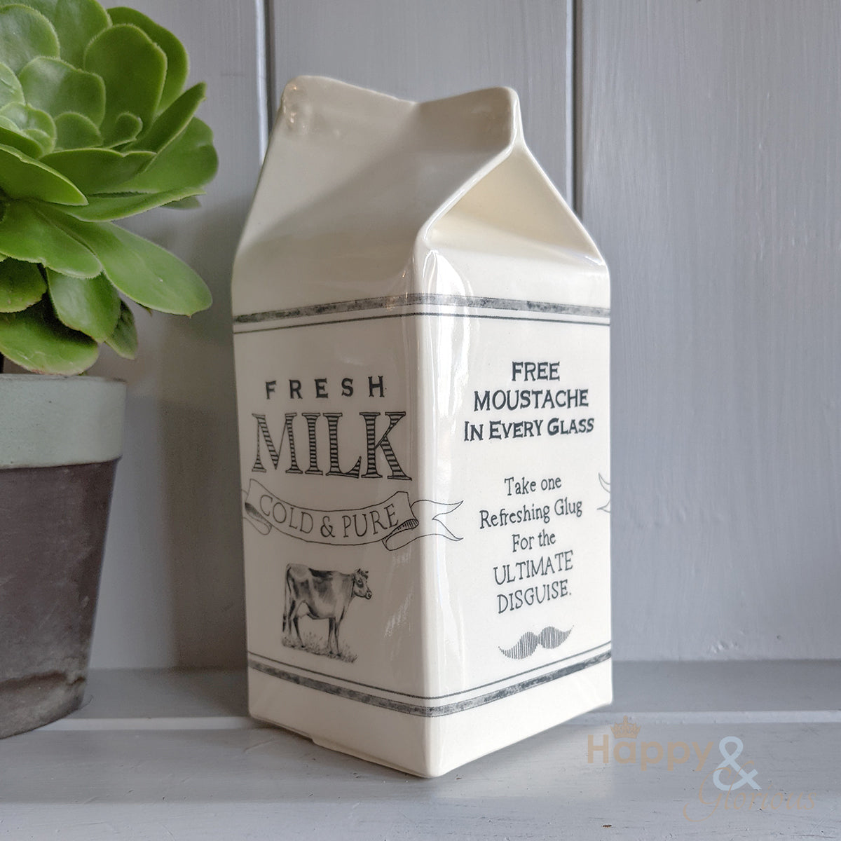 'Dairy' ceramic milk carton jug