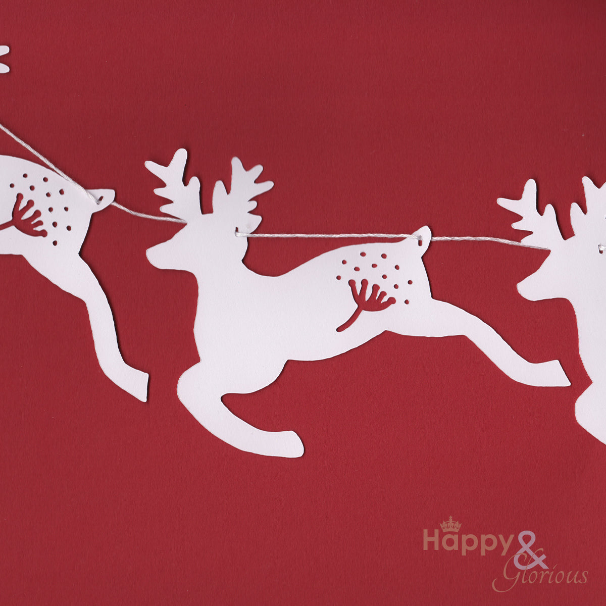 Jolly paper bunting - white Nordic deer