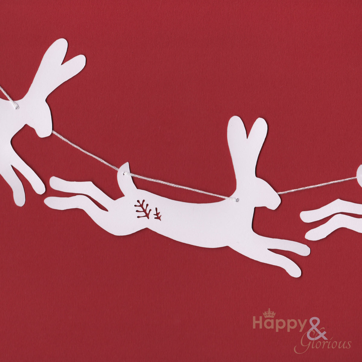 Jolly paper bunting - white Nordic hares