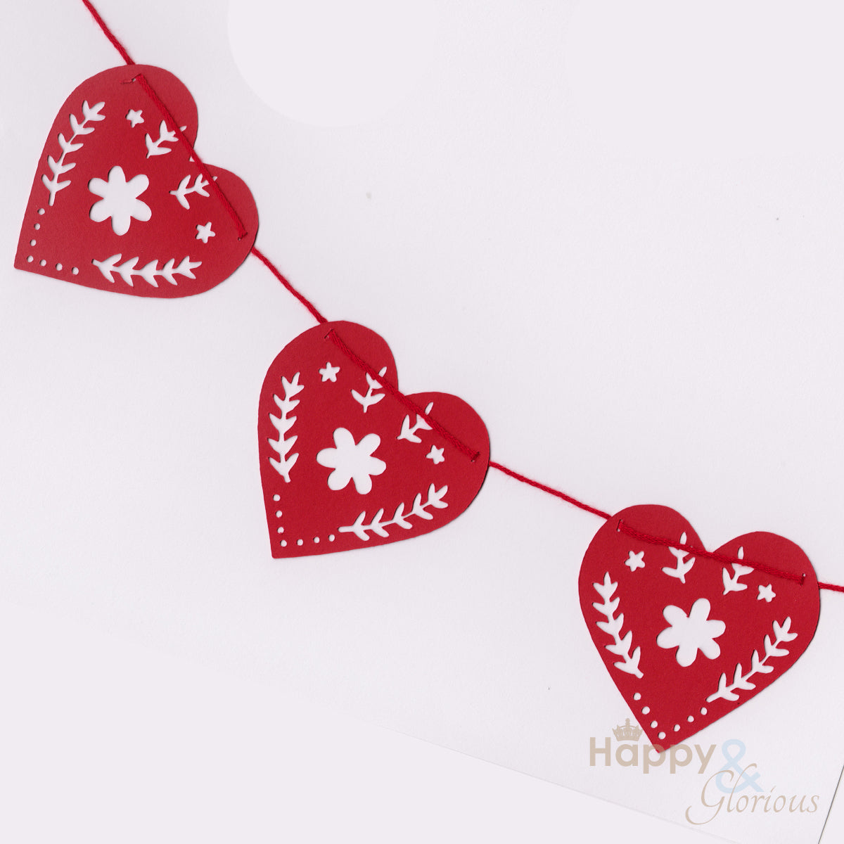 Red Nordic hearts jolly paper bunting