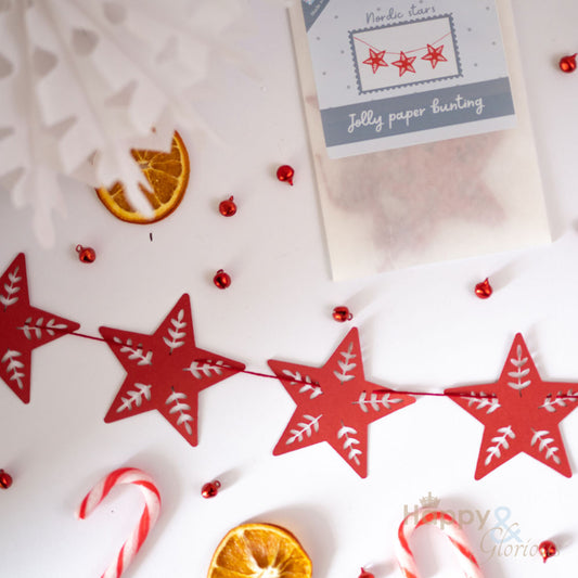 Jolly paper bunting - red Nordic stars