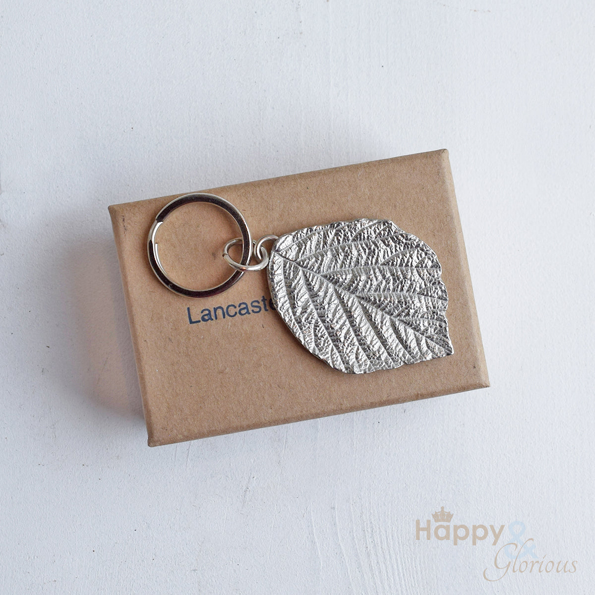 Pewter leaf keyring - handmade by Lancaster & Gibbings