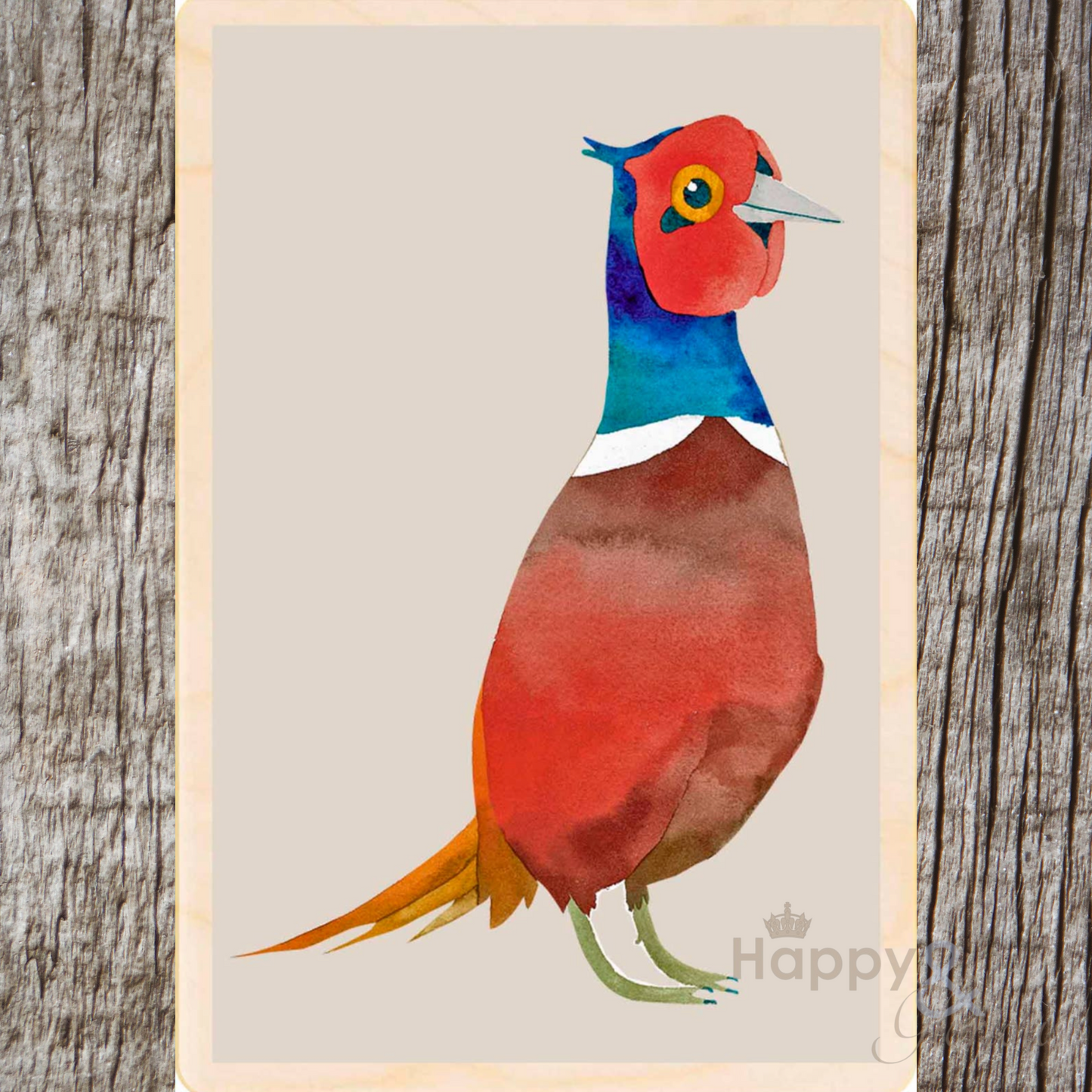 Wooden bird postcard by Matt Sewell