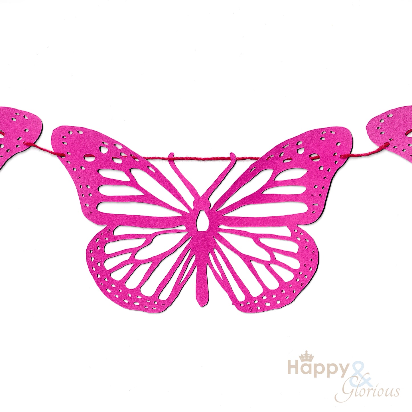 Jolly paper bunting - pink butterflies