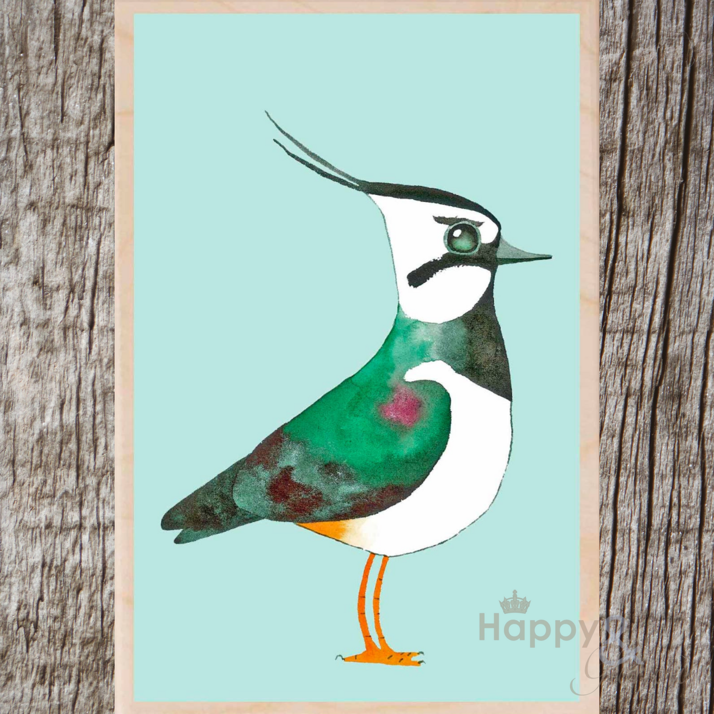 Wooden bird postcard by Matt Sewell