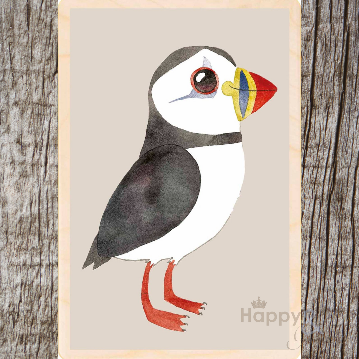 Wooden bird postcard by Matt Sewell