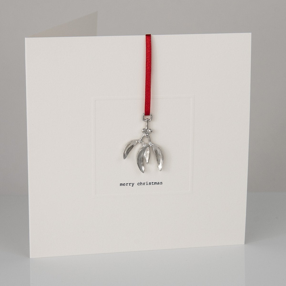 Pewter mistletoe keepsake Christmas card