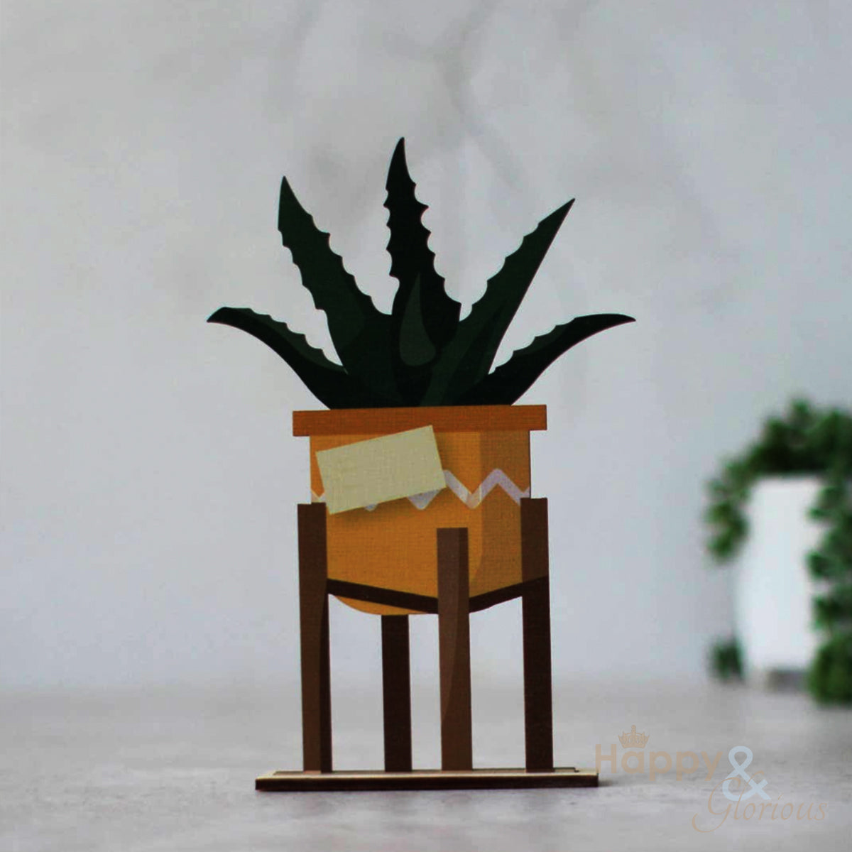Wooden aloe vera plant