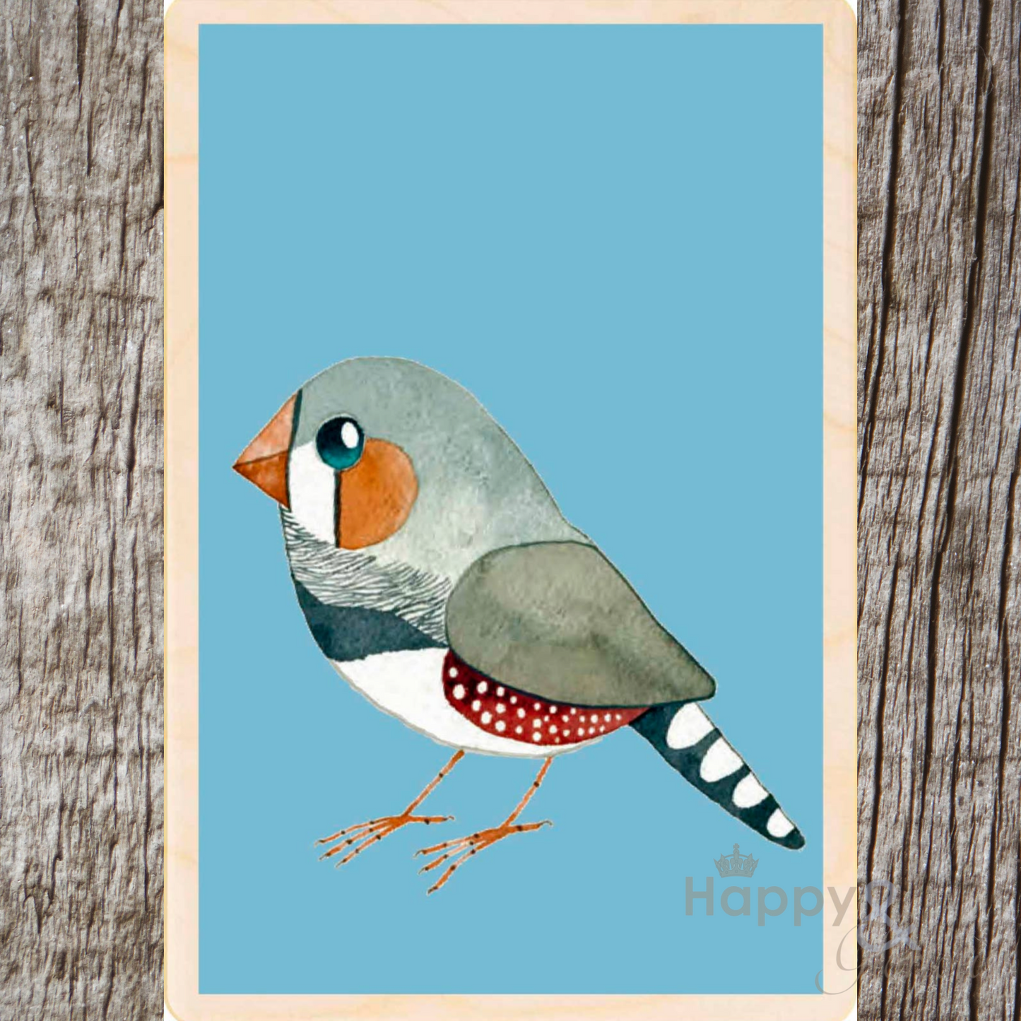 Wooden bird postcard by Matt Sewell