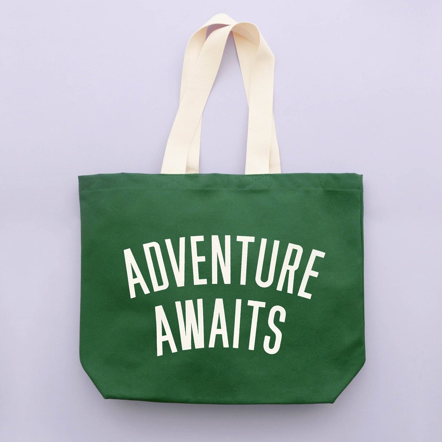 Adventure awaits forest green canvas tote bag