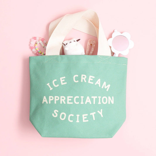 Little mint green ice cream appreciation society mini tote bag