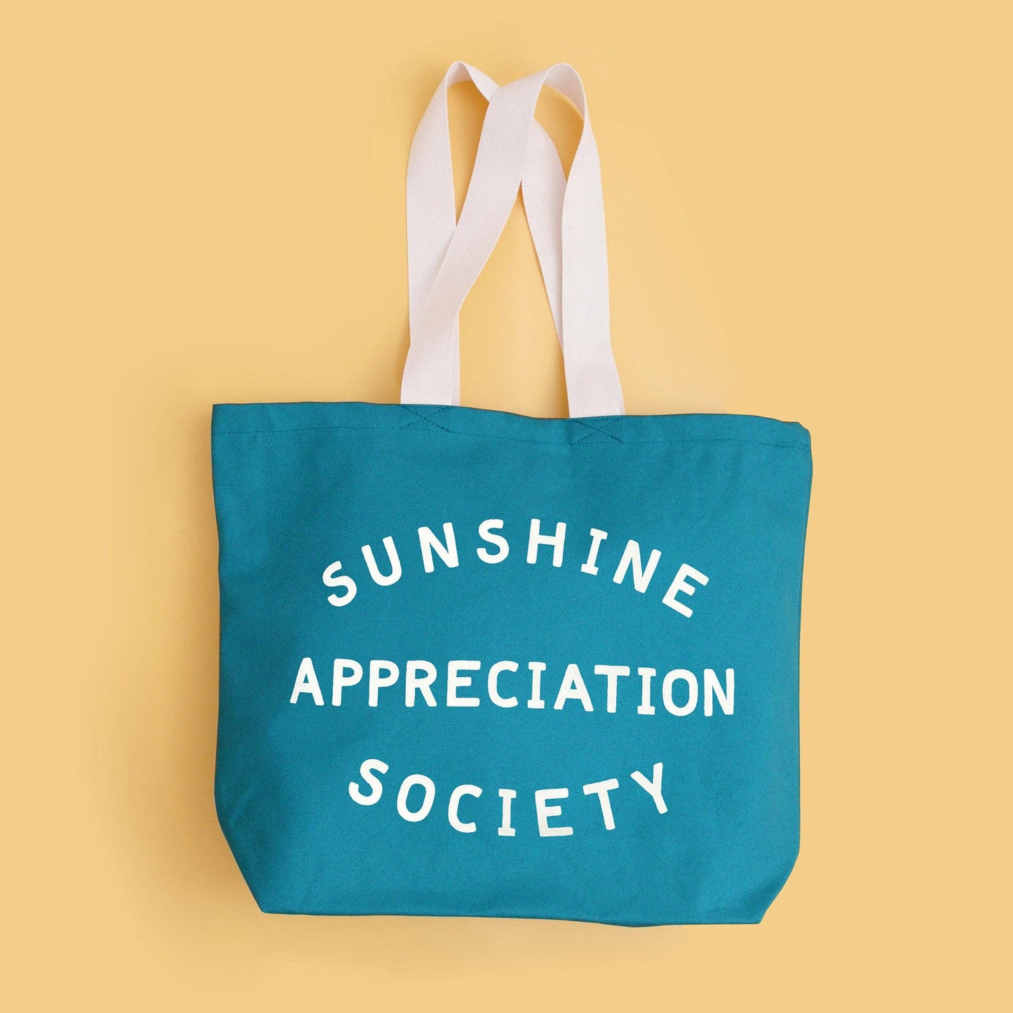 Sunshine appreciation society turquoise canvas tote bag