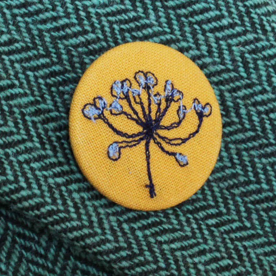 Embroidered agapanthus brooch