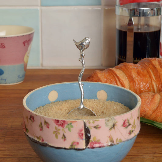 Pewter wren sugar spoon