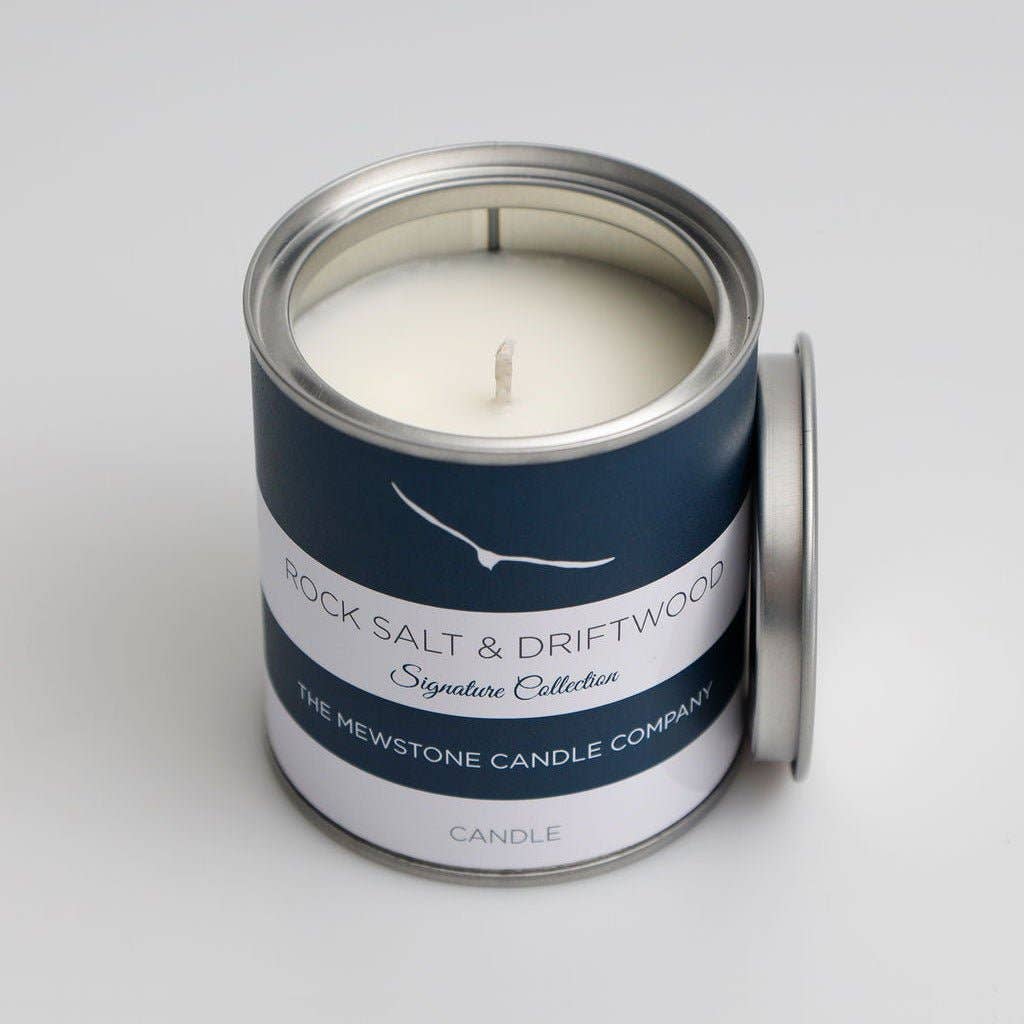 Rock salt & driftwood natural wax candle