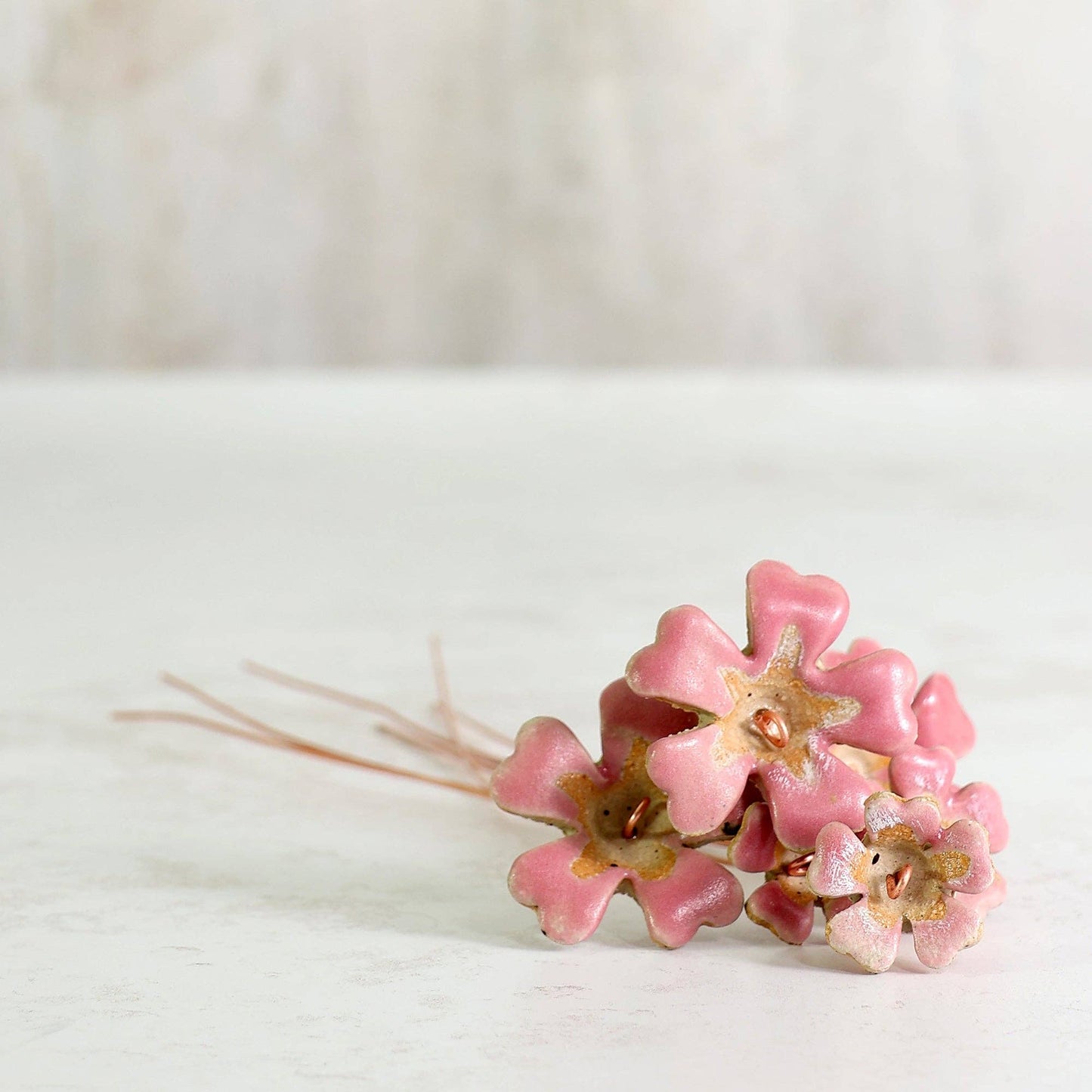 Pink primrose ceramic flower stems