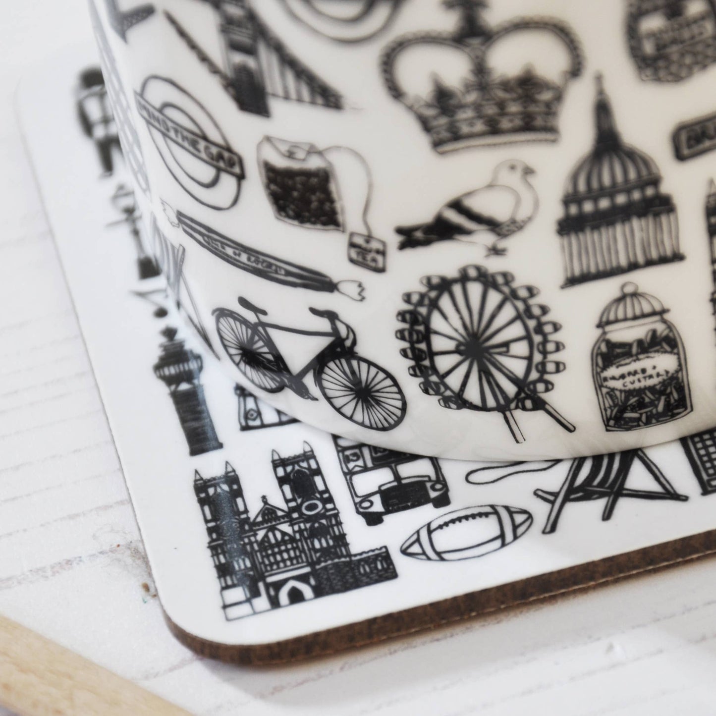 British icons black & white coaster