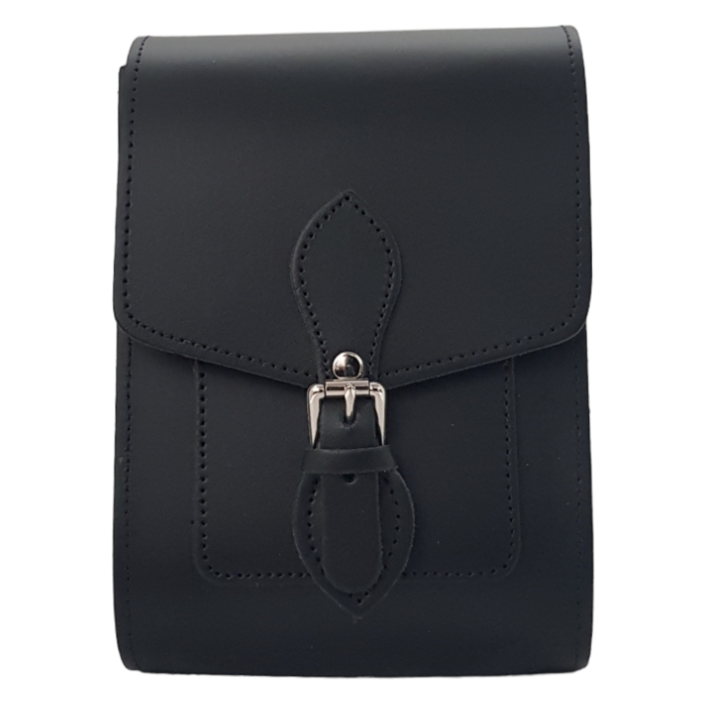 Handmade black leather festival bag