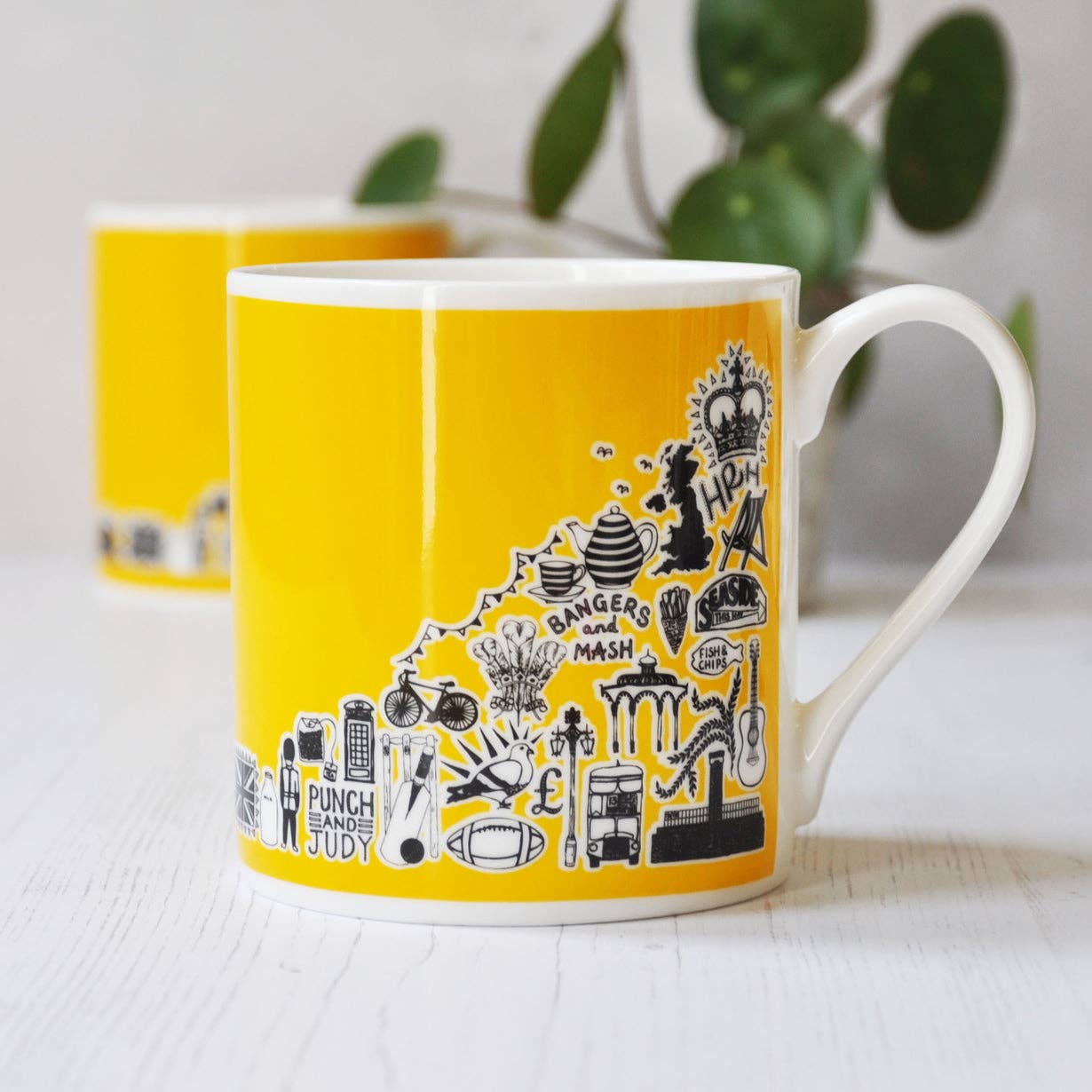 British icons sunshine yellow mug