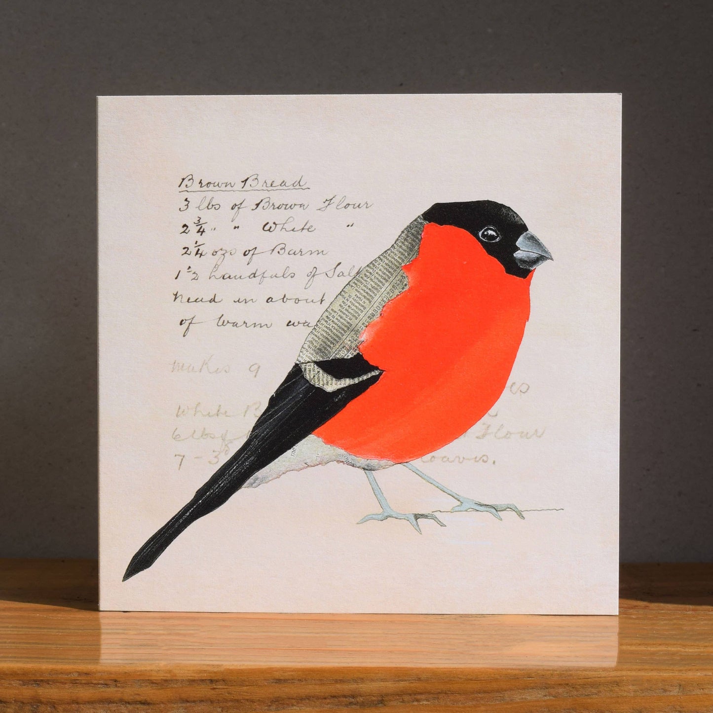 Bullfinch on recipe card