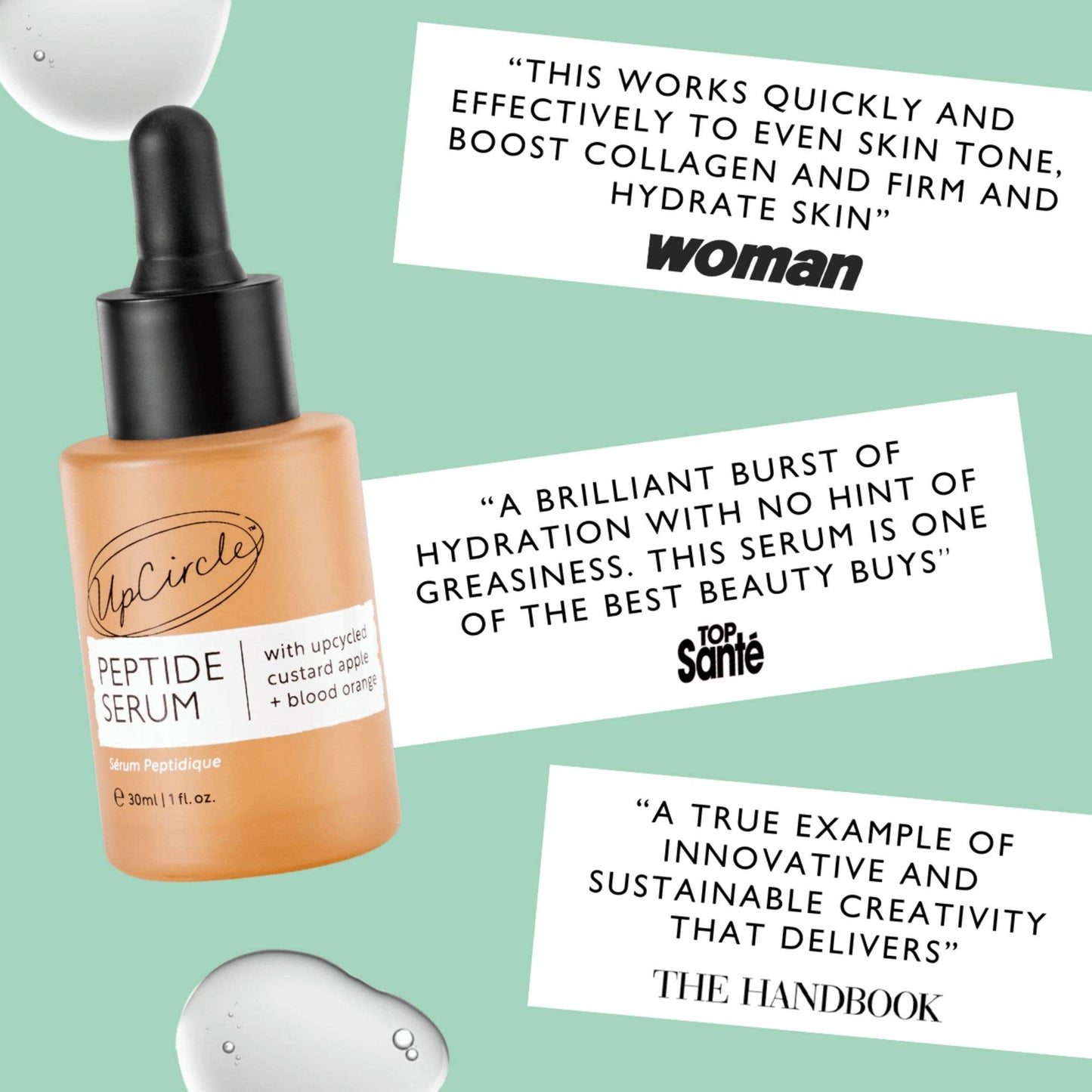 Upcircle vegan collagen boosting peptide face serum