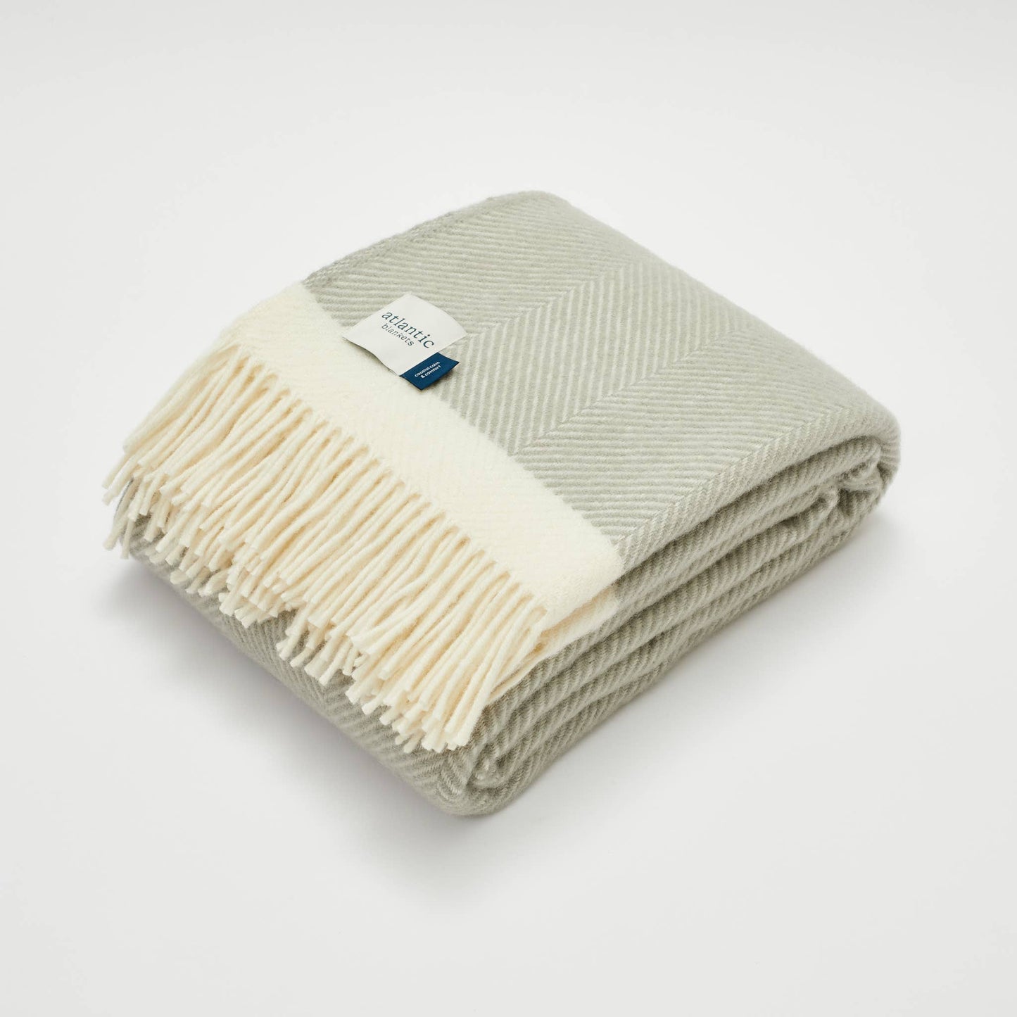 Harbour grey herringbone wool blanket