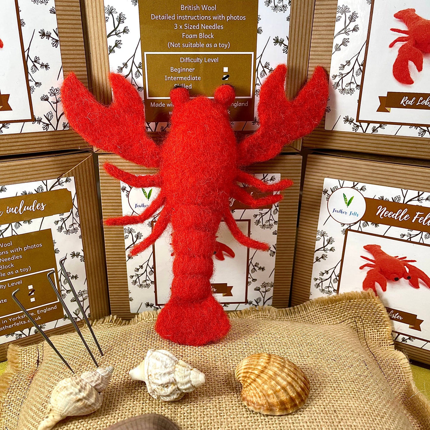 Red lobster needle felting kit | UK made craft kit