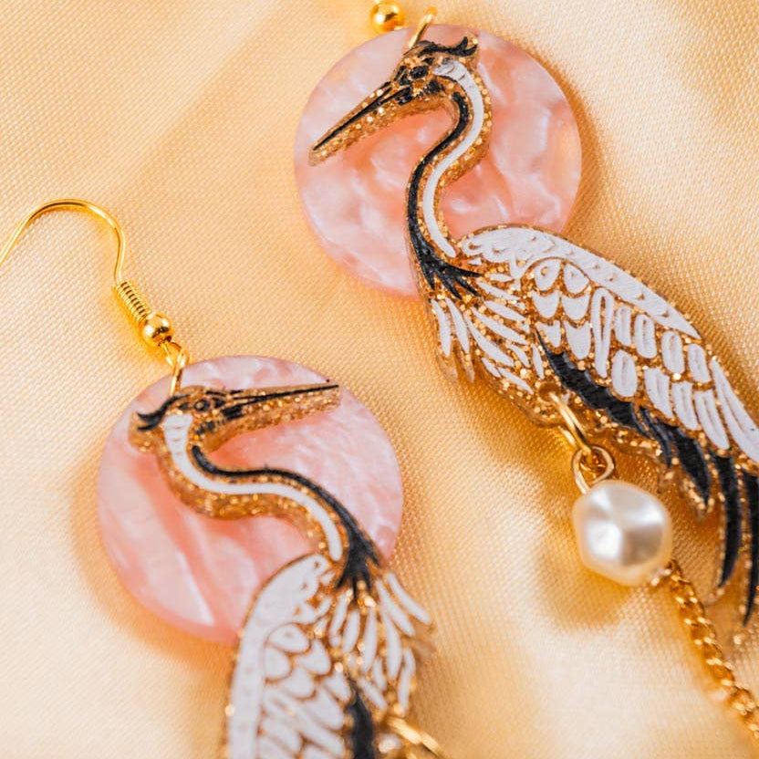 Crane earrings by Tatty Devine