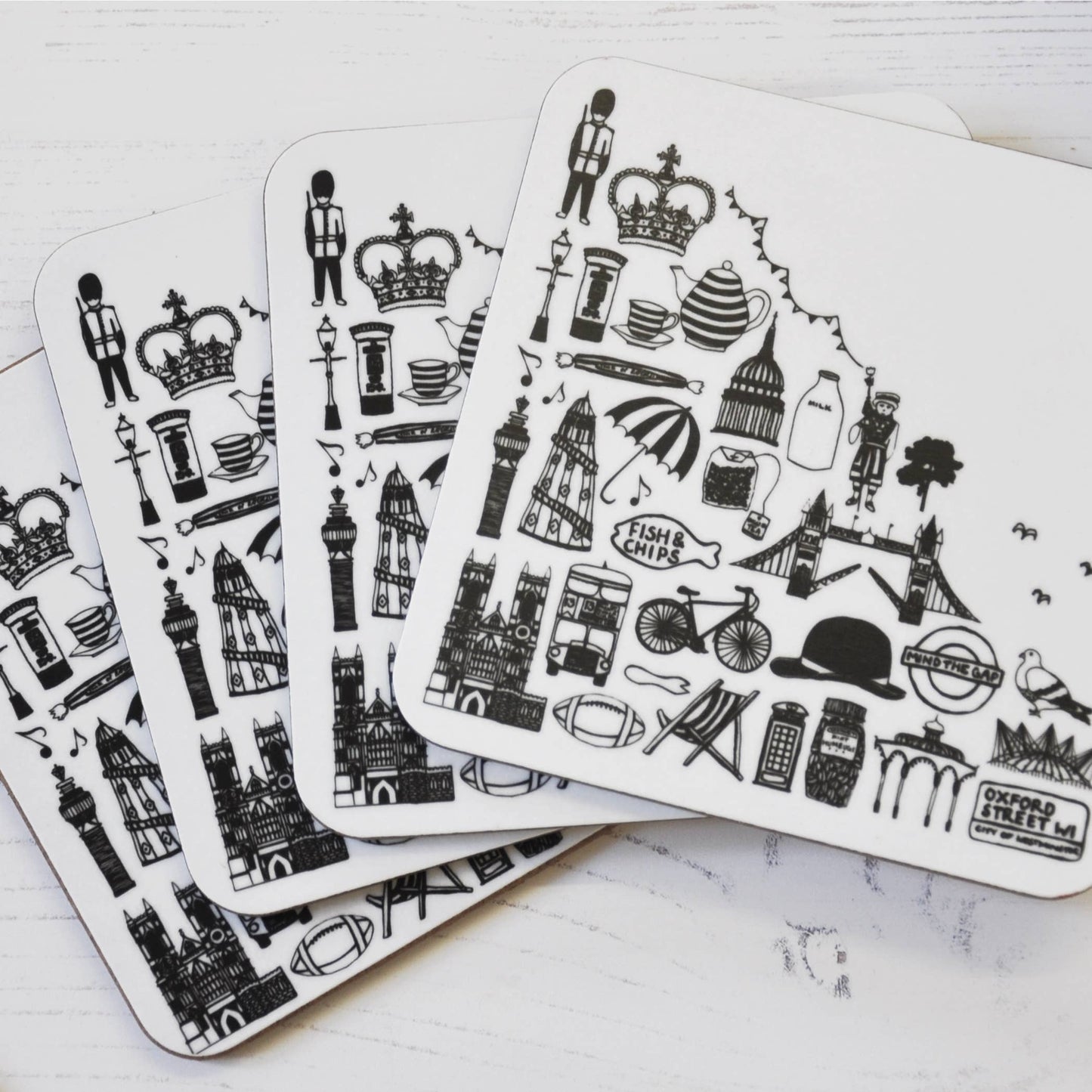 British icons black & white coaster
