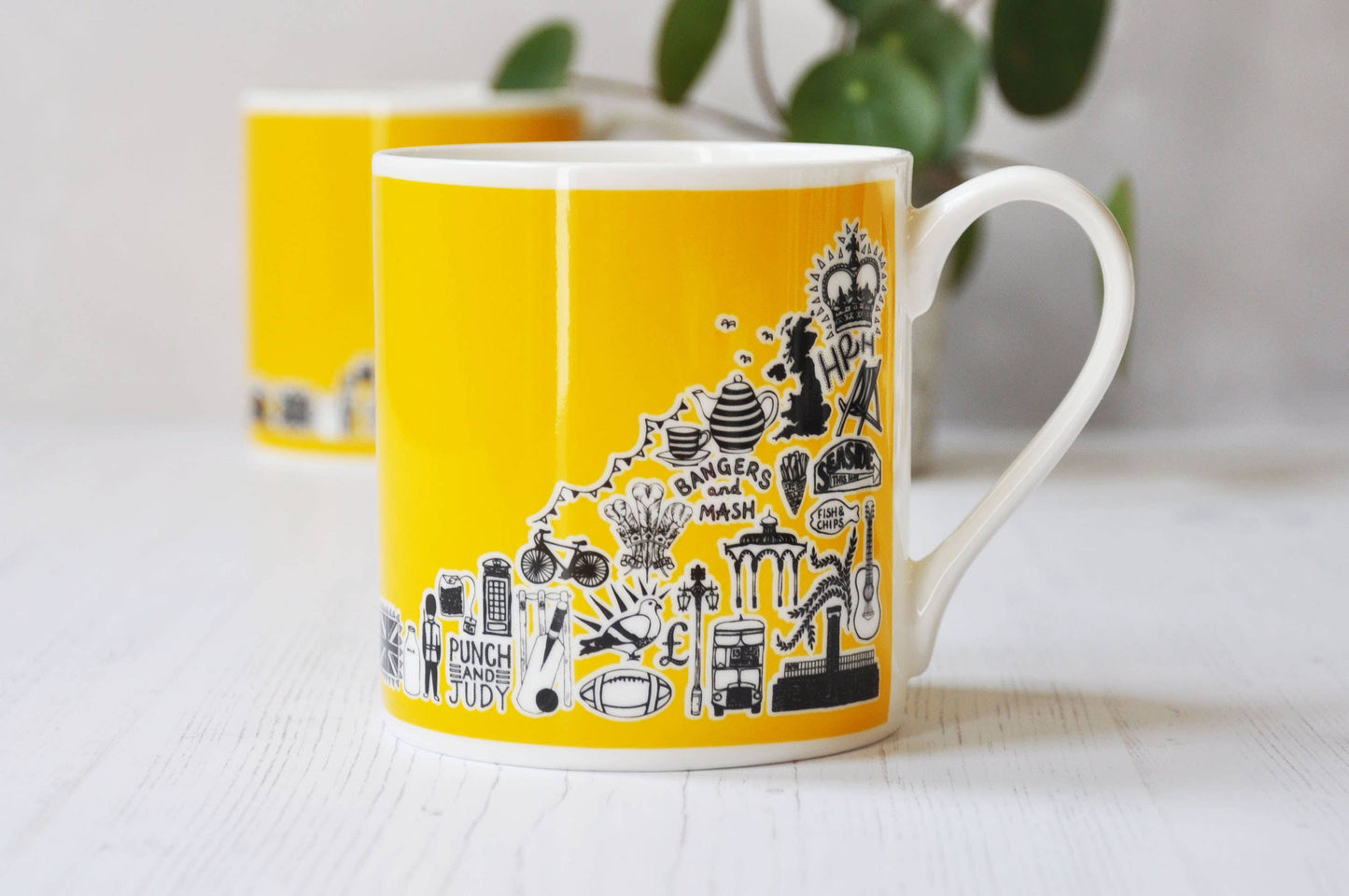 British icons sunshine yellow mug