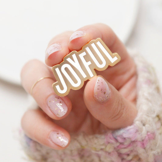 Joyful positive pin badge