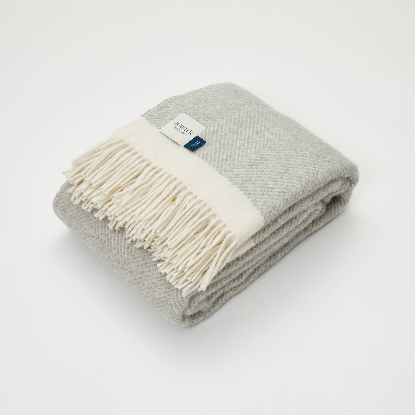 Silver grey herringbone wool blanket