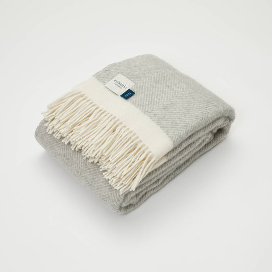 Silver grey herringbone wool blanket