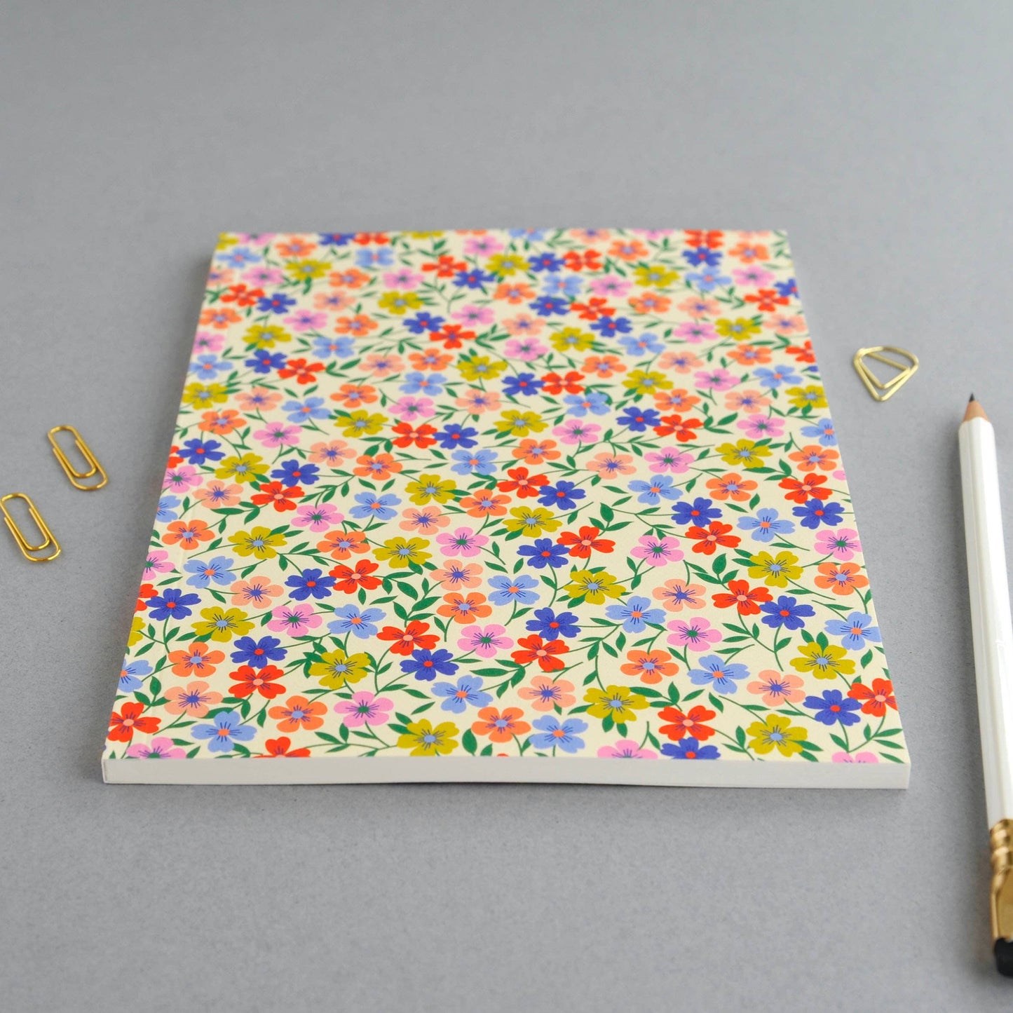 Colourful floral perfect bound A5 notebook