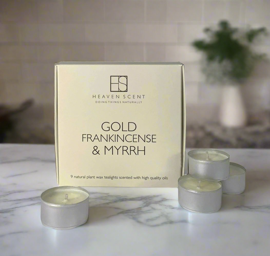 Box of nine scented natural wax tealights