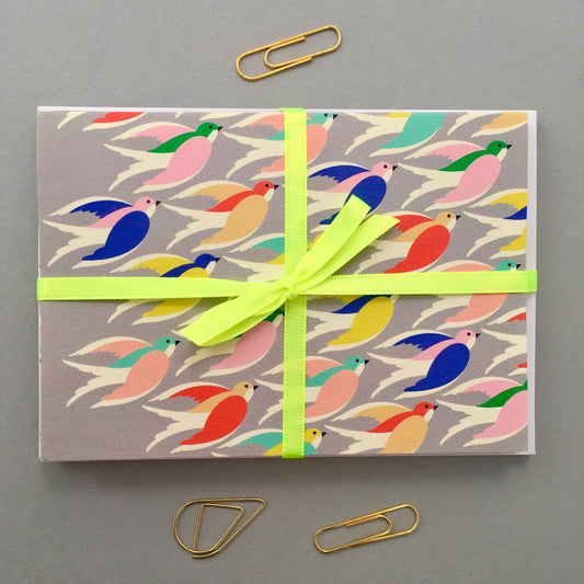 Set of eight 'birds in colour' notecards