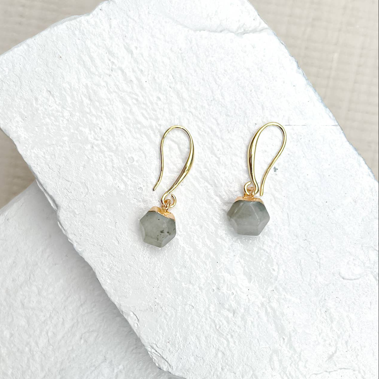 Labradorite nugget gold plated earrings